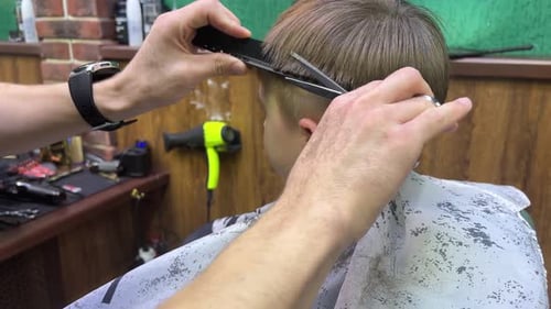 Boy's Haircut at the Barber Shop