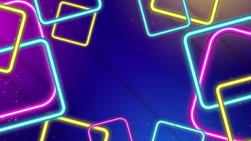 Dynamic Neon Geometric Squares Seamless Background Loop
