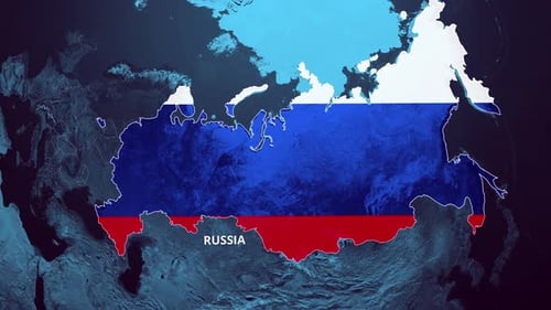 Animated Russia Map with Flag Fill Reveal