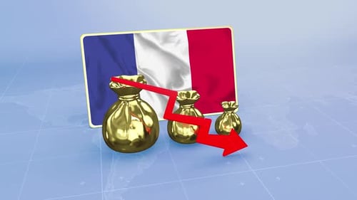 France Economy Decline with Red Arrow Economic Crisis Infographics