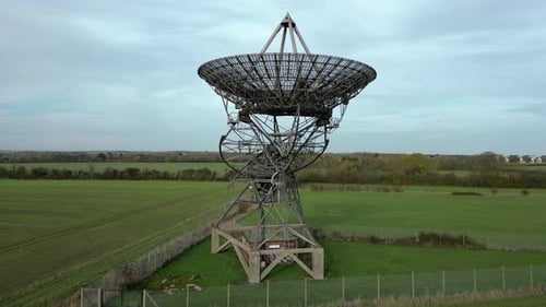 Radio Telescope Aerial View in Rural Setting