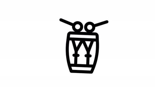Animated Outline Drum and Drumsticks Icon