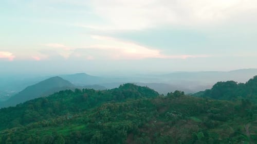 Aerial drone of beautiful tropical valley between mountains