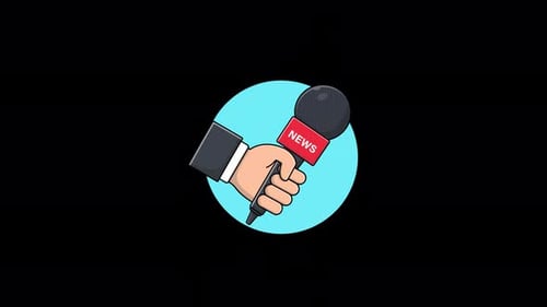 Hand Holding Microphone. News Media Concept Animation Video - Transparent