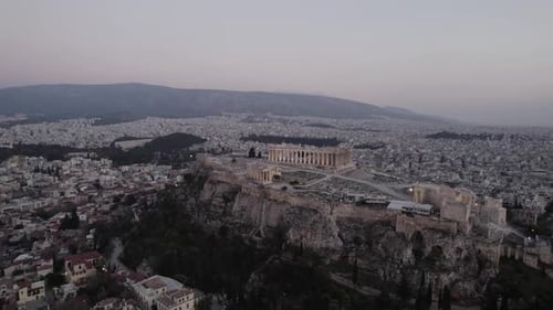Aerial View Of Acropolis Of Athens At Sunset