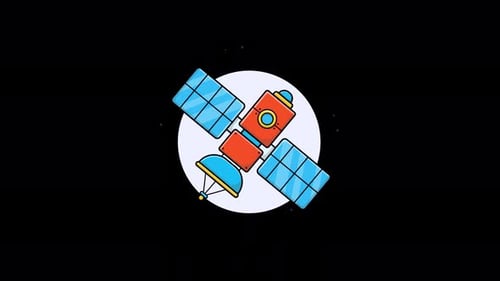 Flying Satellite. Space Concept Animation Video - Transparent