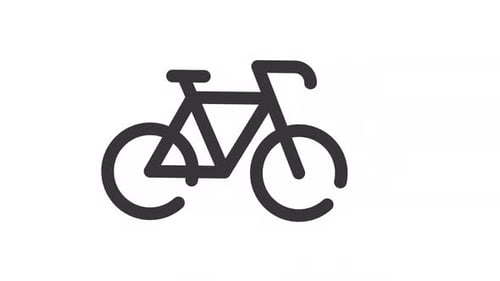 Minimalist Bicycle Icon Line Animation Loop