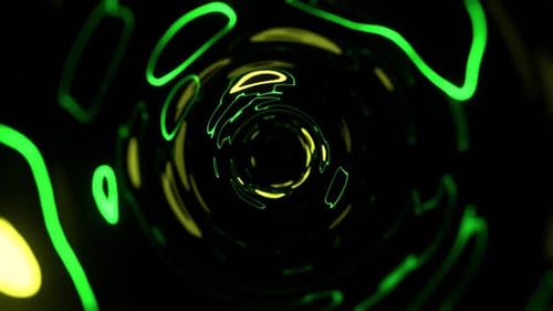 Yellow And Green Mystical Psychological Abstract Luminescent Vortex Background Vj Loop In 4K