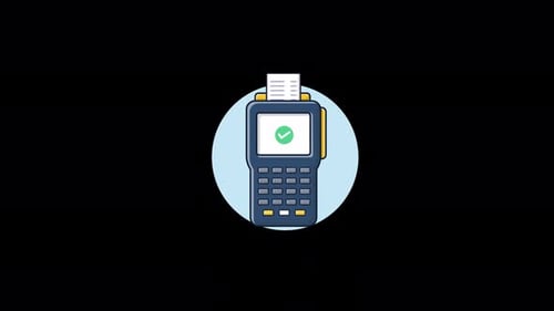 Animated Flat Design Payment Terminal with Receipt Printing