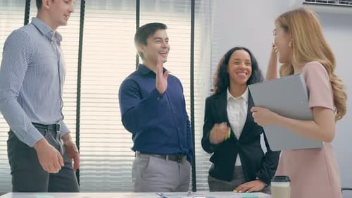 Group of young businessman and businesswoman people working in office.