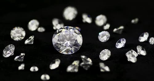 Sparkling Luxury Close Up Showcase of Brilliant Cut Diamonds on Black