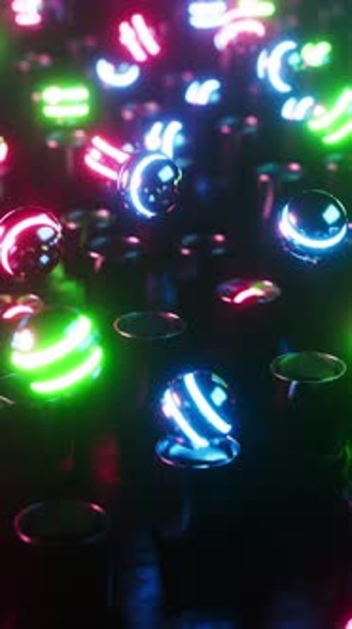 Bouncing Neon Spheres Seamless Loop Tech Background