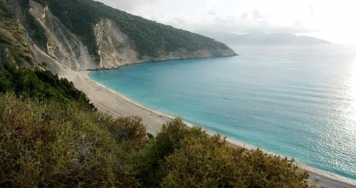 Myrtos Beach in Summer Evening Sunset Light on Kefalonia Island Greece