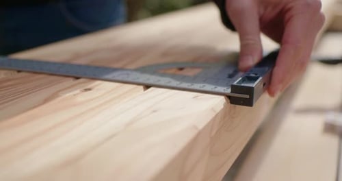 Close up of measurements of the wood