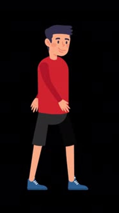 Young Boy Walk Cycle Vertical Alpha Channel