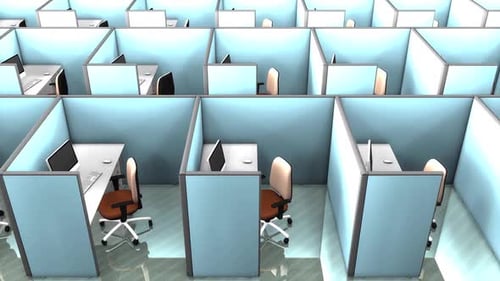 Modern Office Cubicles in Aerial View