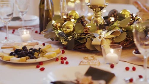 Elegant Christmas Table Setting with Festive Decorations