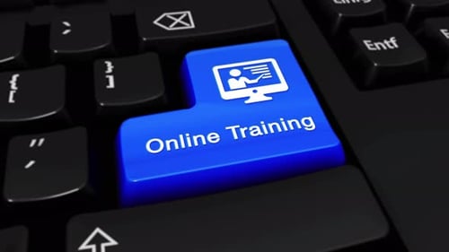 Pressing Online Training Enter Key on Computer Keyboard