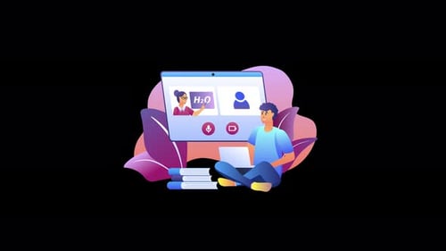 Animated Online Class with Student and Teacher