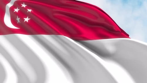 Waving Flag of Singapore Looping Animation
