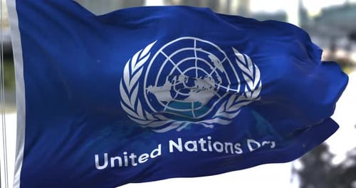 Realistic United Nations Day Flag Waving Motion Graphic