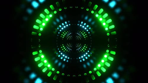 Green And Cyan Flashing Led Panels In The Infinite Fantasy Tunnel Background Vj Loop In 4K