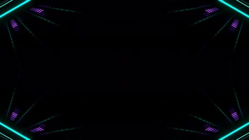 Turquoise And Purple Kaleidoscopic Flashing Geometric Glowing Pattern Background Vj Loop In 4K