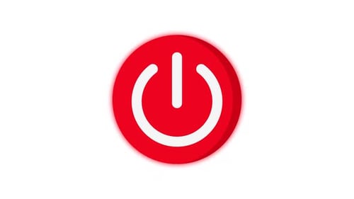 Minimalist Red Power Button Icon Animation with Glow Effect