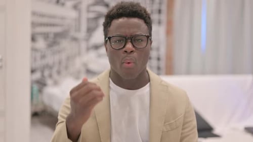 Portrait of Angry African American Man Arguing and Fighting