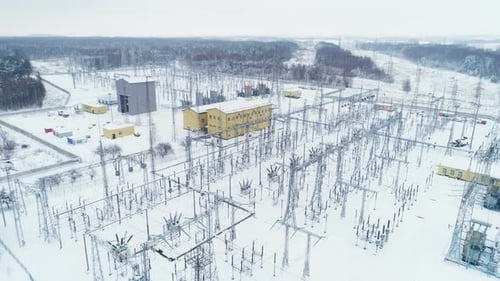 High Voltage Substation Distributes Current Against Forests