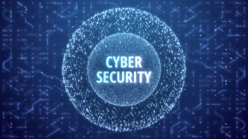 Futuristic Cyber Security Text Reveal on Digital Circuit Board