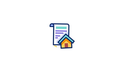 Flat Design Animated Icon of Document and House