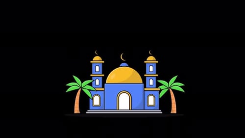 Ramadan Special Animated Mosque - Transparent Video