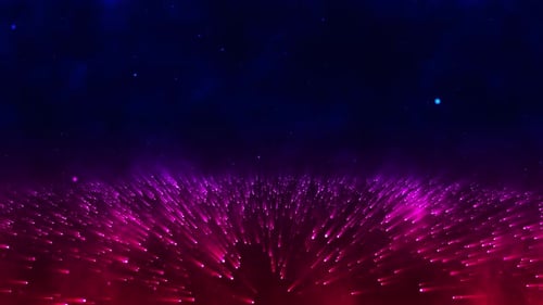 Abstrakter Bewegungshintergrund des Universums, leuchtende Partikel. Schimmernde glitzernde Partikel mit Bokeh