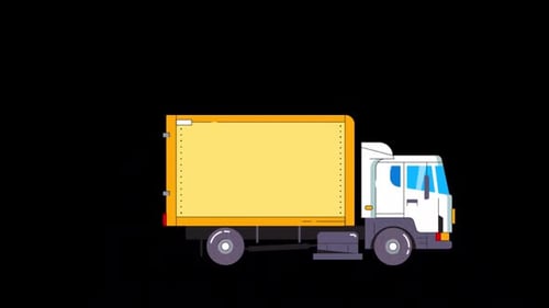 Big Yellow Truck On The City Street Alpha Channel