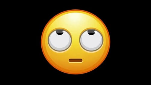 Animated Yellow Emoji Face with Rolling Eyes