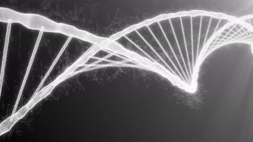 Microscope view to destruction of the dna helix strand for the molecules atoms 4k