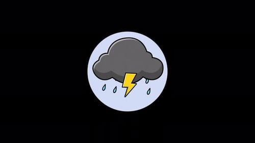 Cloud with Thunder and Rain. Rainy Weather Concept Animation Video - Transparent
