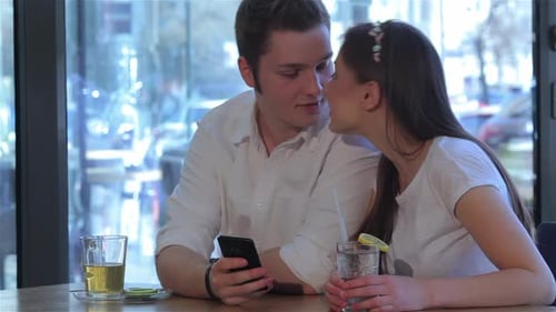 Couple Have a Date at the Cafe