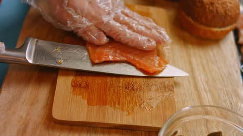 Preparing Process of Cinematographic Smoked Salmon Bagels