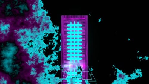 Pink And Cyan Sci Fi Space Door Background Vj Loop In HD