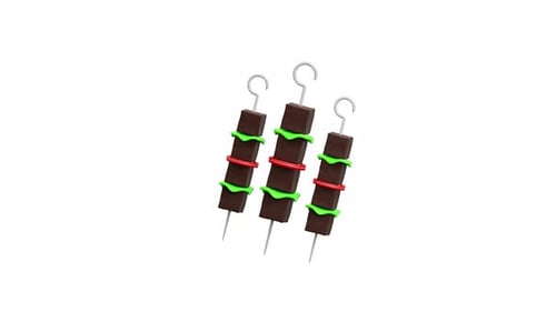 3d Animation Kebab Skewers Meat Vegetables Barbecue Grill