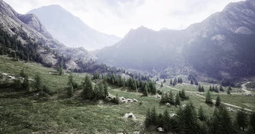 Breathtaking Mountain Landscape with Lush Greenery and Distant Peaks