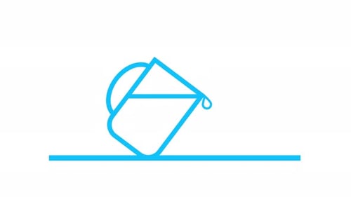 Animated Flat Design Icon of a Mug Tipping and Spilling Water