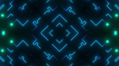 Abstract Neon Blue Geometric Lines Loop Background