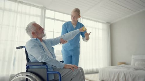 Occupational Therapy with Senior Man in Wheelchair