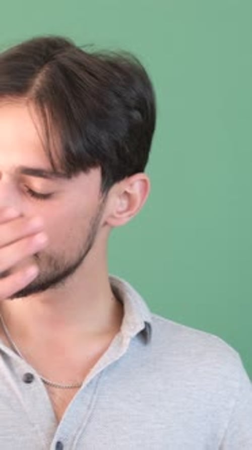 Man Unhappy Green Background