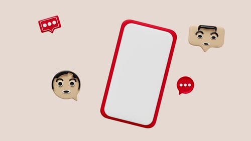 Modern 3D Mobile Communication Icons and Smartphone Animation