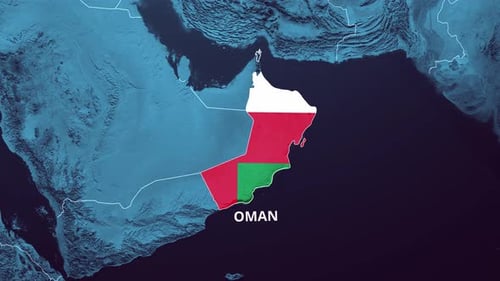 Oman Country Map Flag Fill Reveal Animation