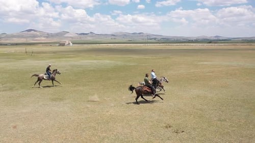 Men In The Javelin Game With Aerial View